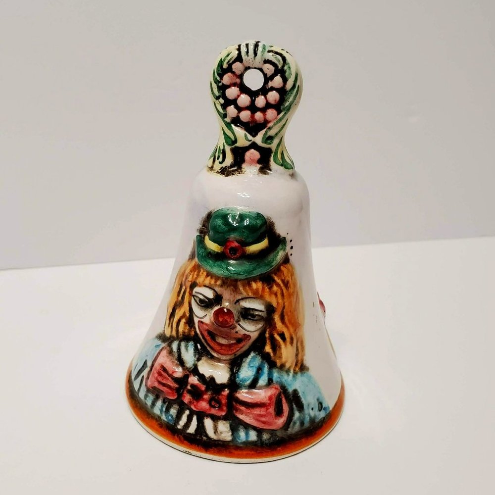 Capodimonte Ceramic Clown Bell, 2 Sided, Vintage Made in Italy, Mid Century